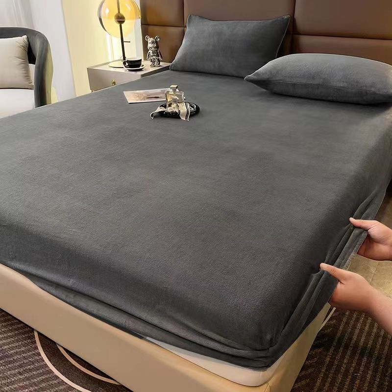 Winter Plush Elastic Fitted Sheet Double Bed Sheet Soft Warm Velvet Bedspread Mattress Cover Bed Linen Protector Twin Queen King