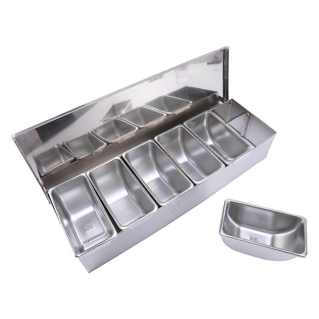 Stainless Steel Seasoning Box Restaurant Chef Seasoning Box with Lid Storage Box Household Seasonin