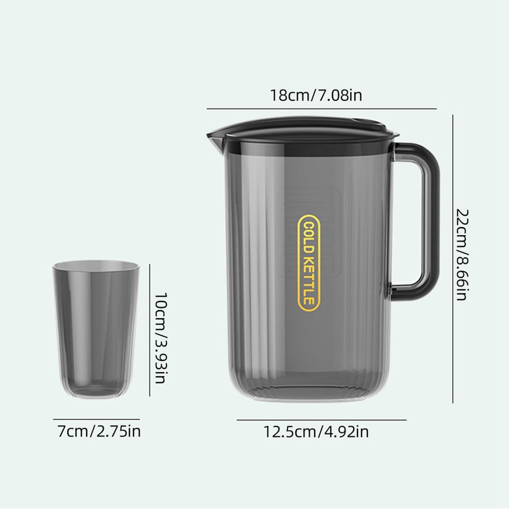 Water Pitcher Fridge Door Water Jug with Handle Beverage Serveware and Storage Container for Hot Liquids or Cold Drinks