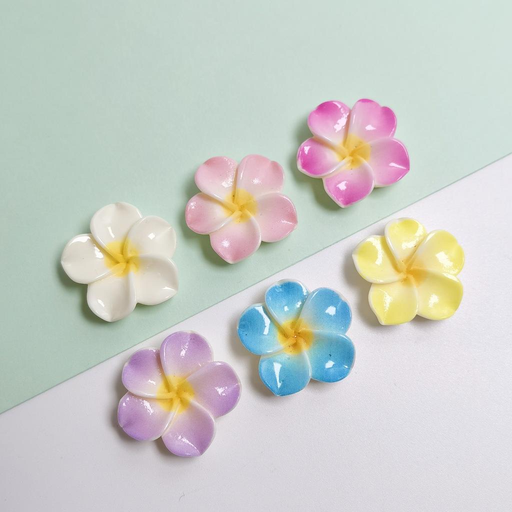100pcs Mix Cute Frangipani Flower Flatback Resin Cabochon Embellishments DIY Scrapbooking for Girls Hairpin Headband Gifts