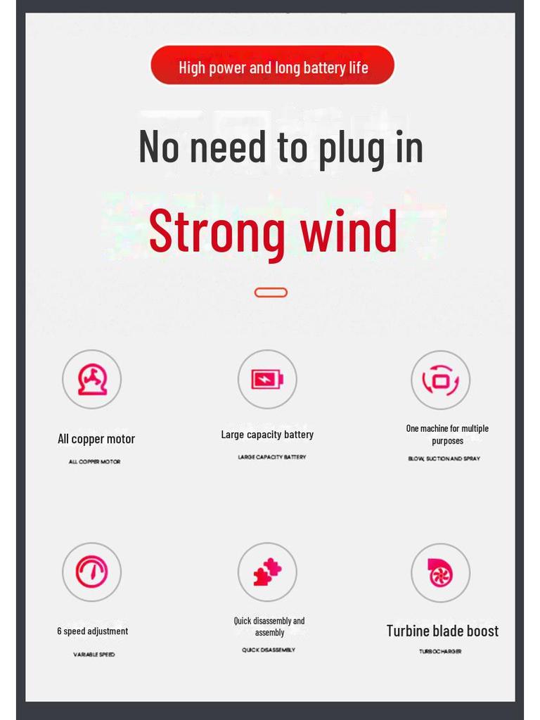 High-Power Storm Lithium Battery Blower: Hair Dryer, Leaf, Snow, and Dust Blower