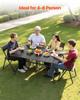 VEVOR Outdoor Patio Dining Table, 150cm Long Rectangular Metal Steel Slat Backyard Bistro Tables for 4-6, with 38mm Umbrella Hole