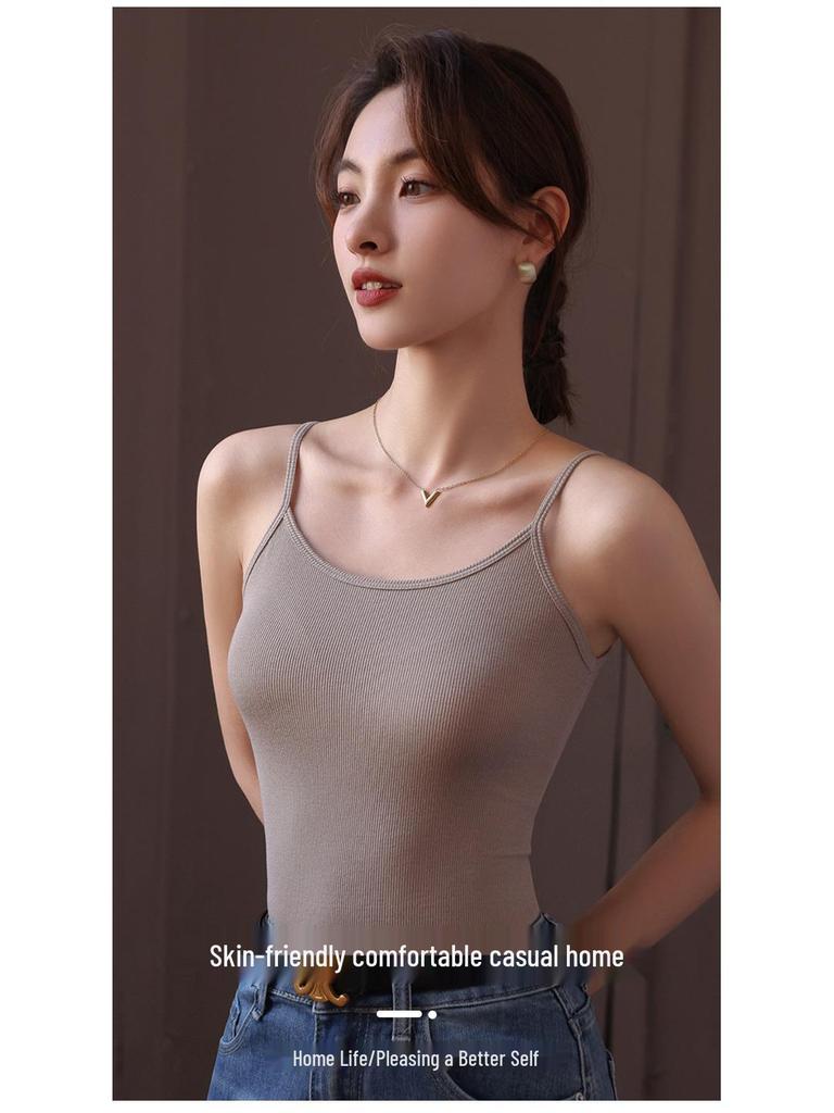 Женская майка-борцовка на тонких бретелях большого размера - Бесшовная майка без рукавов с защитой от просвечивания
