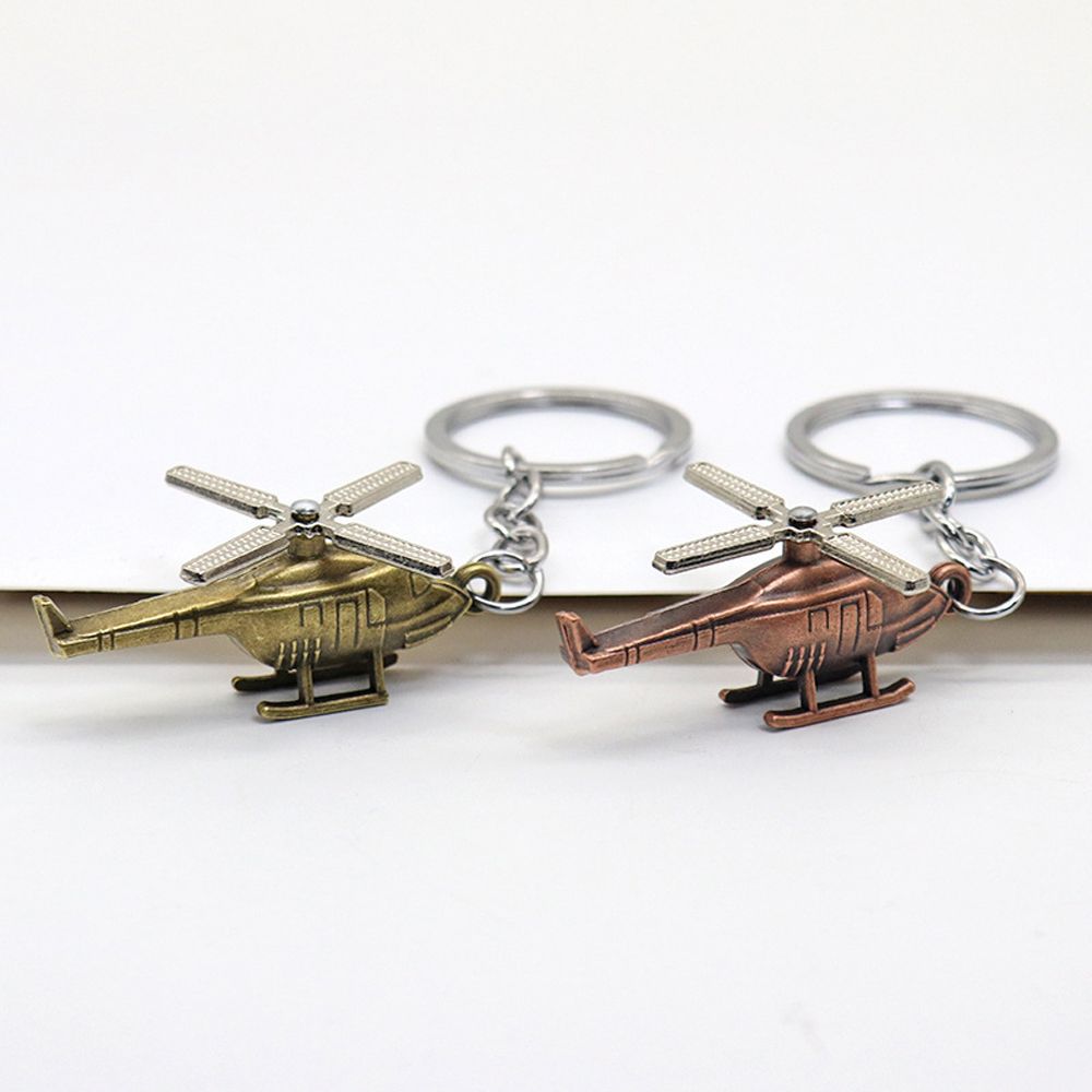 Spiral Leaf Brass Helicopter Keychain Metal Copper Pendant Helicopter Keyring Backpack Pendant
