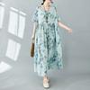 Dimanaf Платье больших размеров, женское платье 2024 года, новые летние зеленые платья, свободные платья с круглым вырезом и цветочным принтом, новые