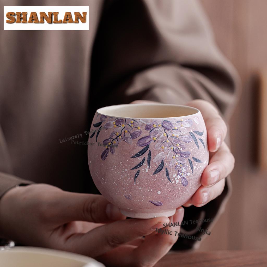 Handmade Wisteria Teacup Boutique Tea Bowl Cute Cup Tea-tasting Fragrance Cup Chazhan Master Cups Tableware Accessories Gifts