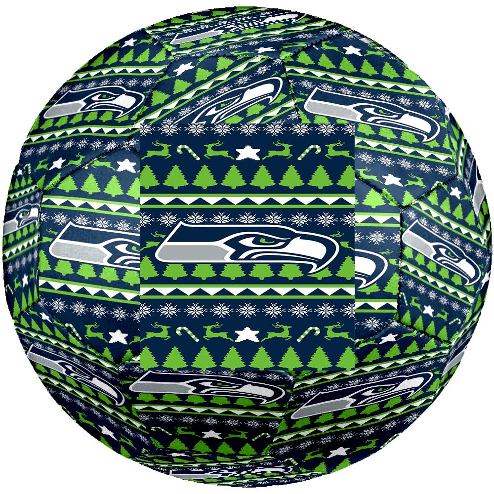 Seattle Seahawks Ugly Sweater Theme Size 5 Soccer Ball, Suitable for Both Indoor and Outdoor Matches, a Gift Suitable for Everyone.