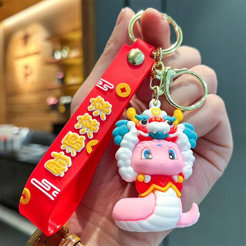 Good Lucky Snake Keychain Lion Dance Snake Key Ring Cute 2025 New Year Pendant Bag Charm