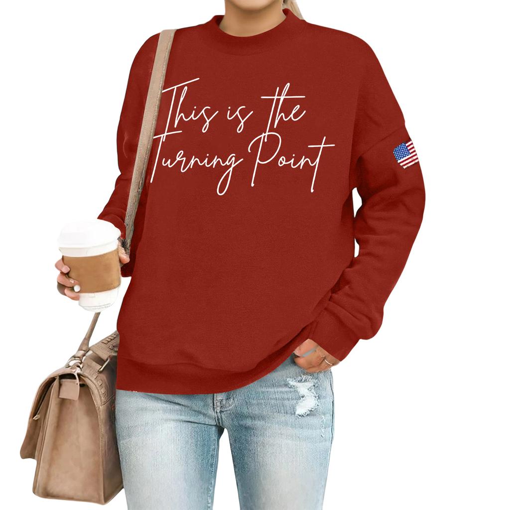 Women's Casual Fashion Round Neck Long Sleeve  Printed Sweatshirt