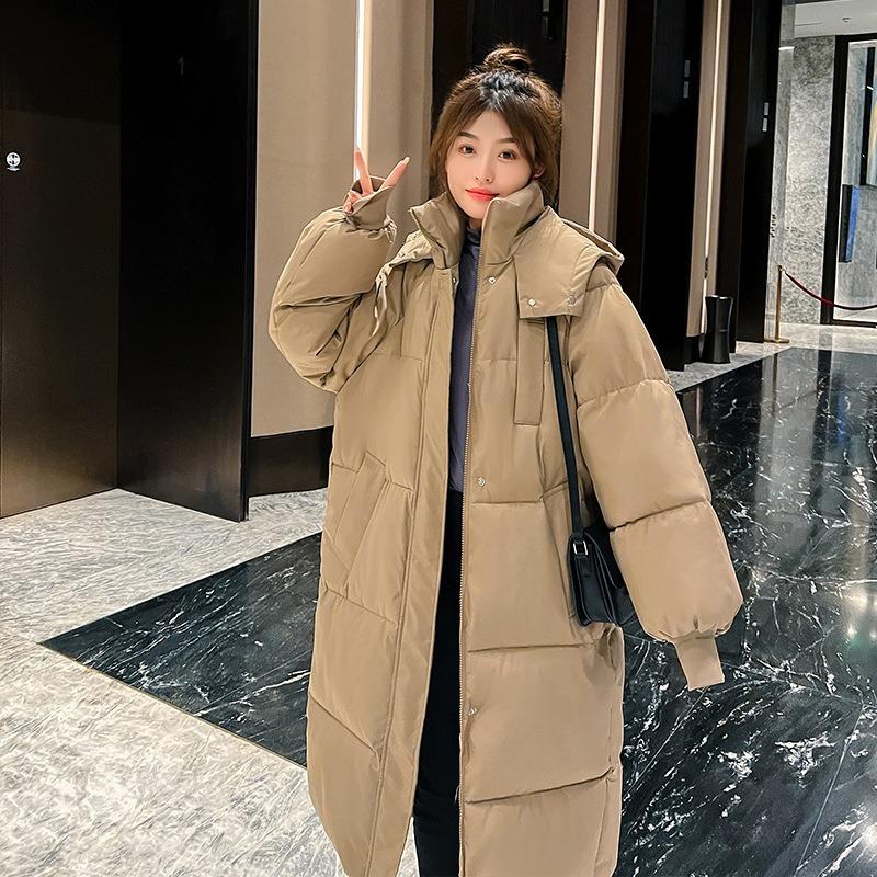Зимняя женская куртка Теплые парки Утепленное пуховое пальто Хлопковая парка Длинная верхняя одежда с капюшоном Свободная женская куртка для снега