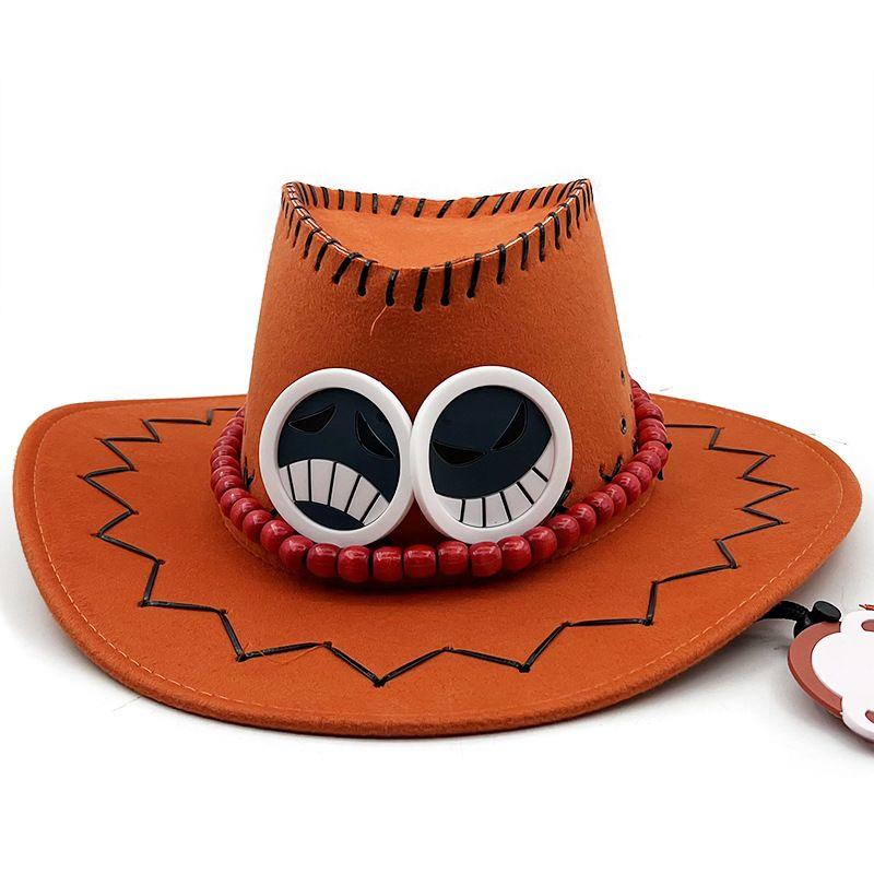 Шляпа ковбойская в стиле Эйса Огненного Кулака из One Piece, сценический реквизит, повседневная шляпа от солнца, пляжная шляпа для мужчин