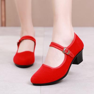 Осенняя новая женская обувь полиуретановая подошва легкая обувь для этикета в отеле пряжка на ремешке средний каблук мягкая подошва обувь для среднего возраста