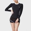 Anta Color Block Brand Logo Round Neck Long Sleeve Pullover Split Swimwear Women Swimwear Black 1824532492-1