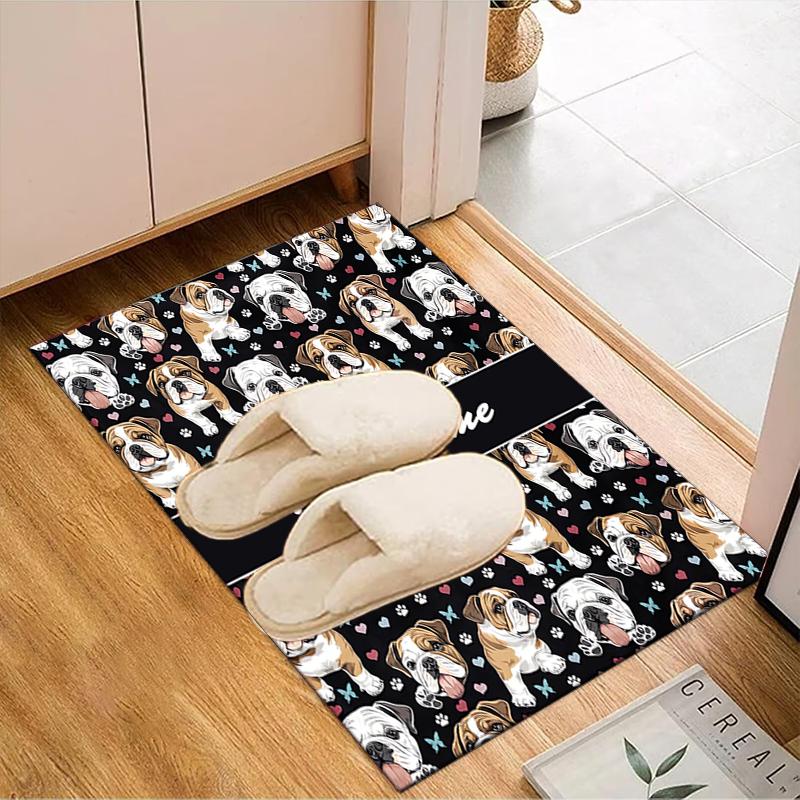1PC Custom Name Bulldog Notebook Theme Floor Mat Ideal for Living Room, Game Rooms, Office, Bedroom,Floor Mat Playful Design