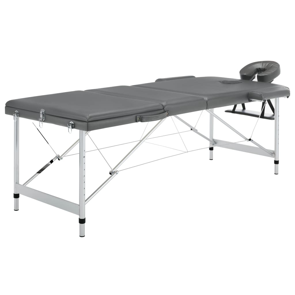 3 Zone Massage Table with Aluminum Frame Anthracite 186*68 cm