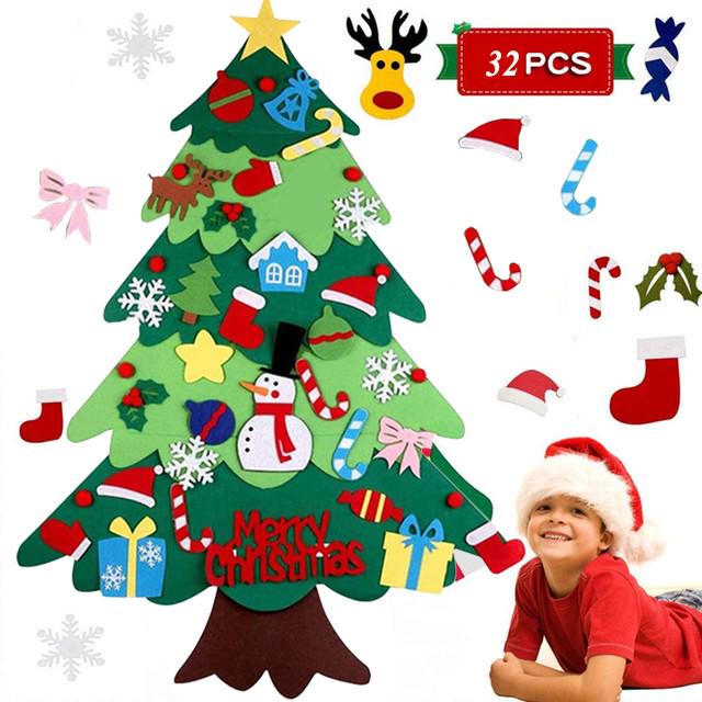 DIY Рождественская елка с украшениями для детей, подарки, дверная настенная подвеска