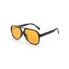 Retro Vintage 70's Aviator Polarized Sunglasses Double Bridge Lightweight Frame Men's And Women's (black/yellow)