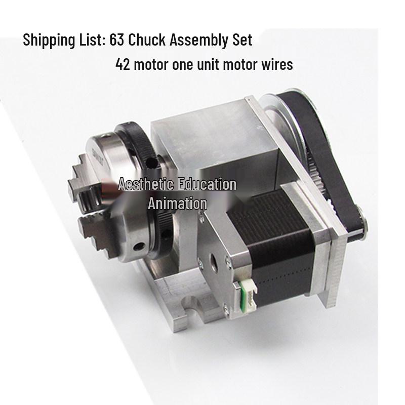 4th Axis Rotary Engraving Machine with 80mm Chuck and 63mm Center Tailstock for DIY 3D Carving A-Axis Indexing