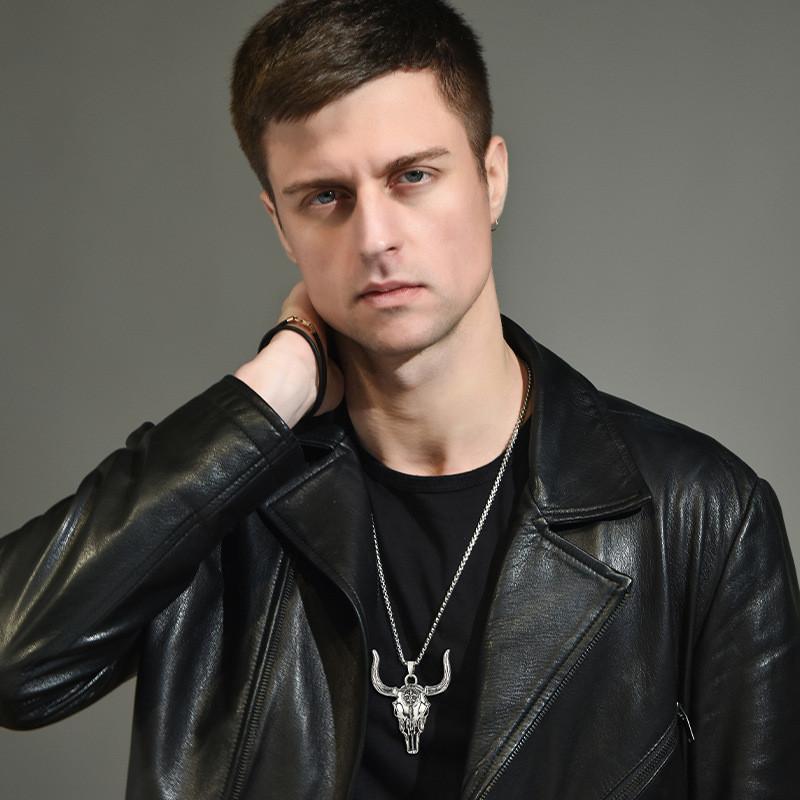 Уникальное ожерелье с черепом быка в стиле ретро для мужчин, изготовленное из высококачественной титановой стали