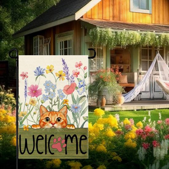 Spring Summer Floral Garden Flag 12x18 Inch Vertical Double Sided Colorful Flowers Welcome Yard Decor Farmhouse Outdoor Burlap Flag