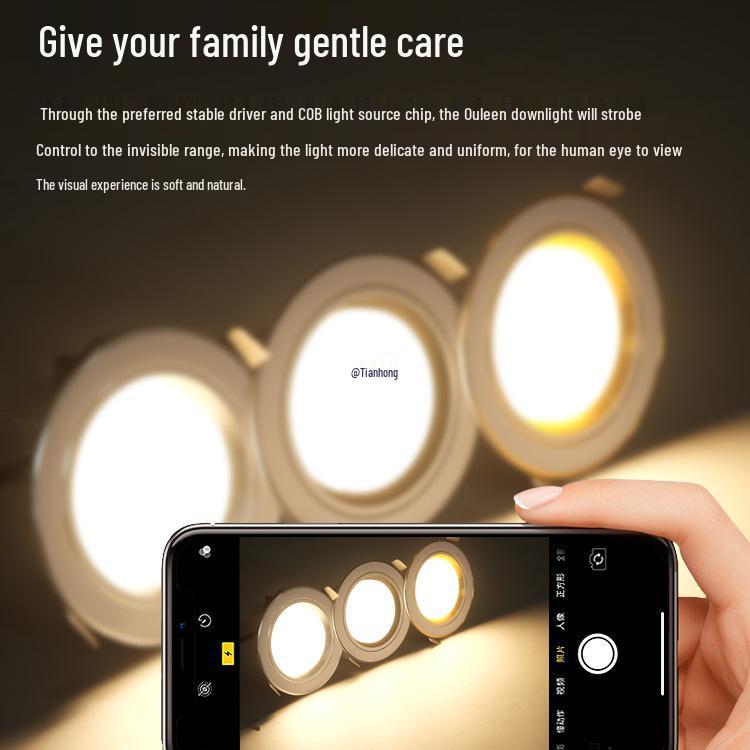 Three-Color Downlight Recessed Ceiling Spotlight for Living Room