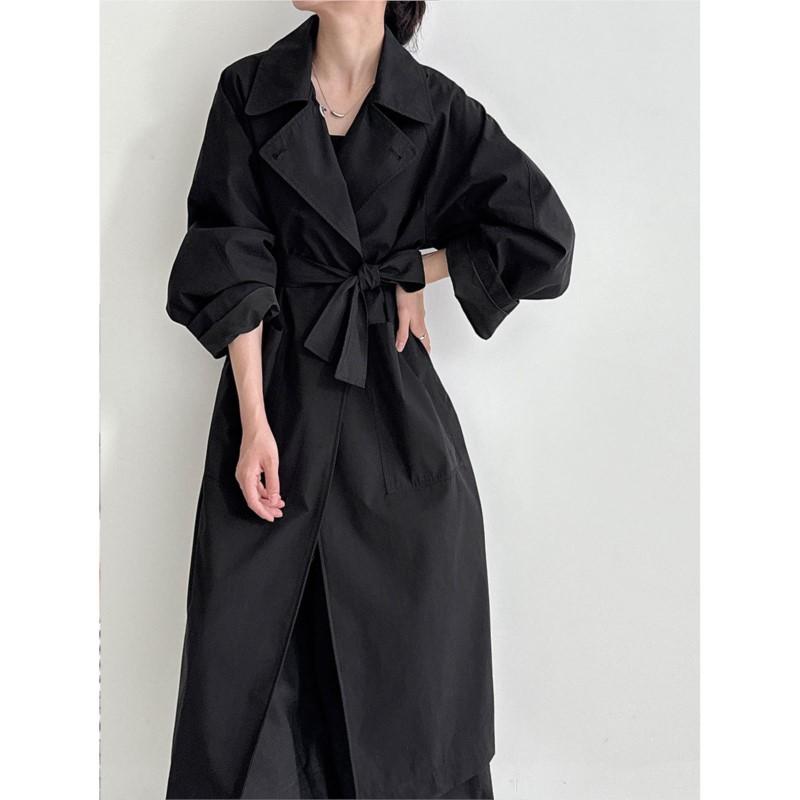 Johnature Retro Loose Large Pocket Trench Coat For Women Autumn Korean-Style Casual Lapel Tie-Waist Versatile Coats