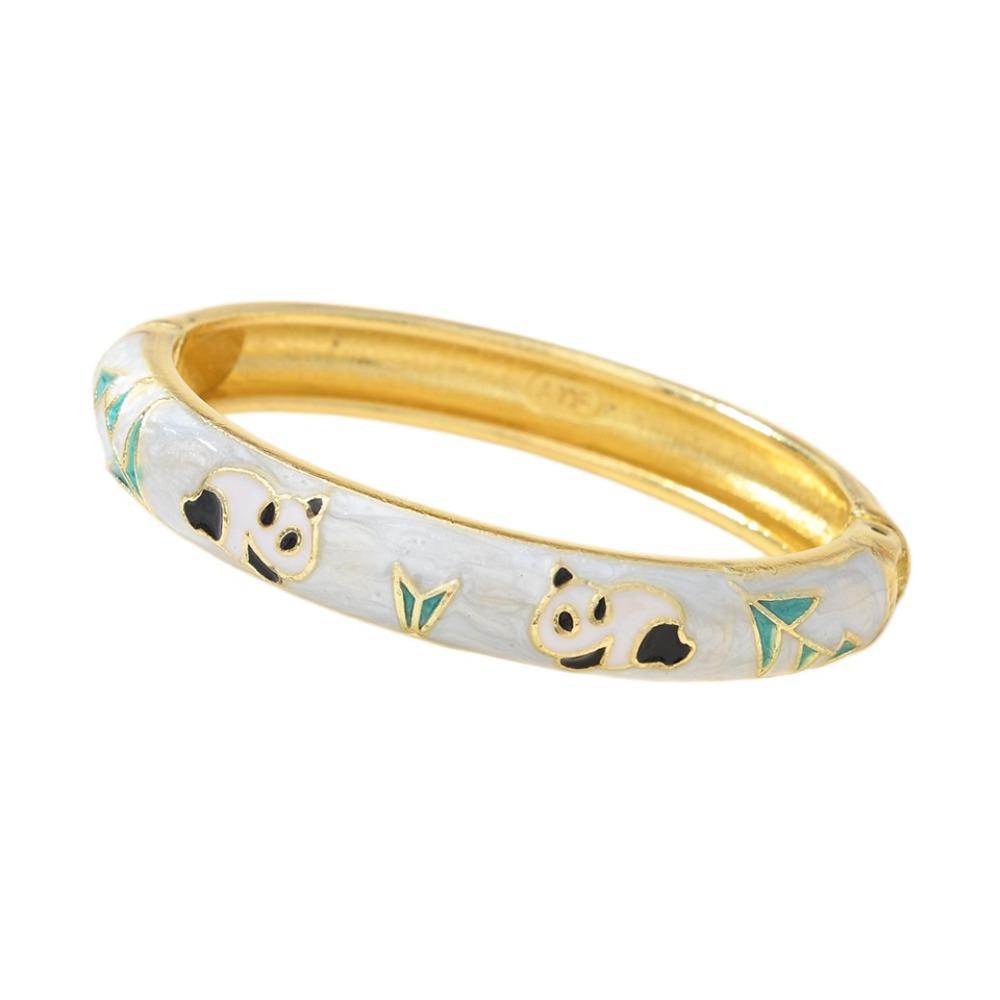 Colorful Vintage Cloisonne Bangle Enamel Children's Hand Bracelet Panda Bamboo Bangle Boys Girls