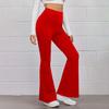 High-Waist Elastic Waistband Control Tummy Lady Trousers Women Solid Color Sports Flared Pants Streetwear