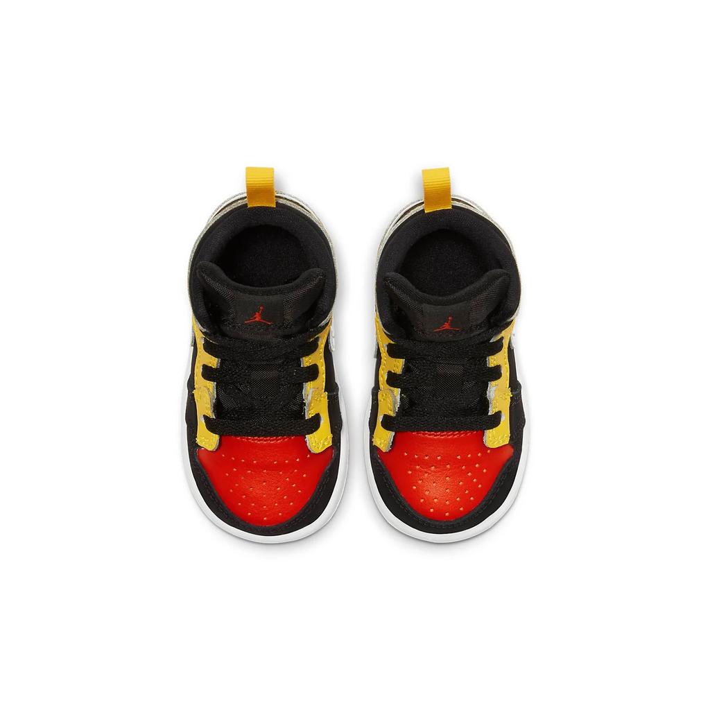 Jordan Air Jordan 1 Mid SE 'Amarillo Team Orange' Leather High top Toddler Shoes Black Red Yellow Infant And Toddler BQ6933-087