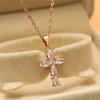 2021 Fashion Glitter Women Sexy Party AAA Zircon CZ Stone Girl Cross Pendant Necklace Chain for Women