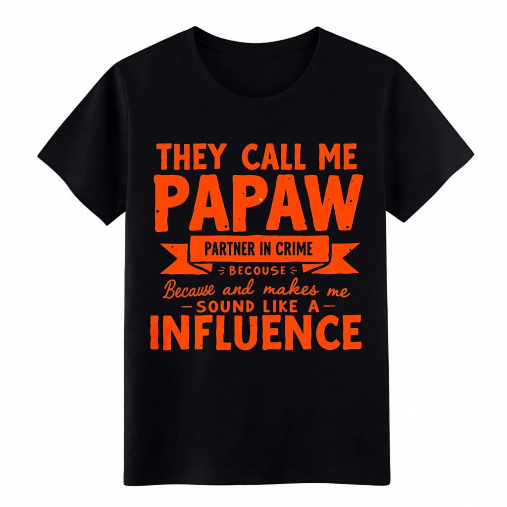 Unisex Everyday Papaw Partner in Crime T-Shirt Casual Funny Grandfather Tee