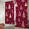 2Pcs Christmas Tree Curtain Red Pine Tree Winter Xmas Tree Snow Forest Nature Scene Suitable For Bedroom Living Room Dining Room