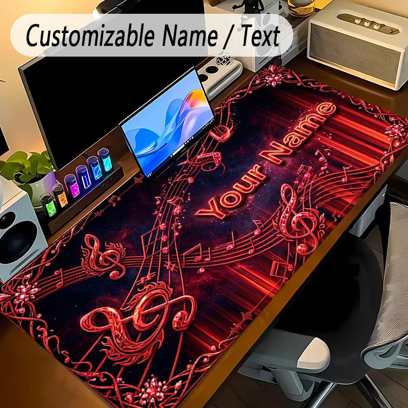 Music Theme Personalized Mouse Pad Custom Name Text Non Slip Desk Pad For Laptop Office Desktop