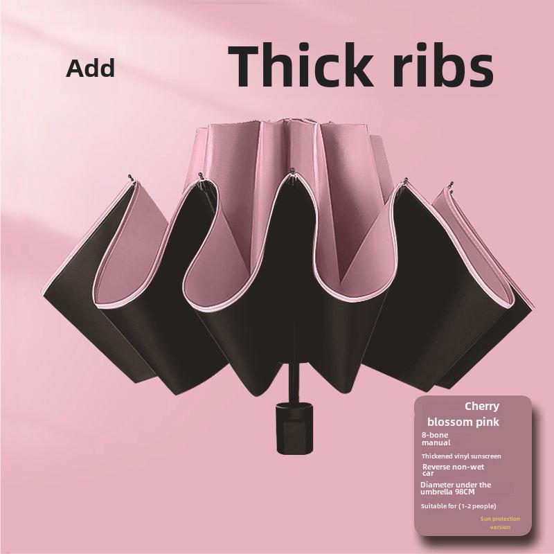 Retro Large Automatic Reverse Sunshade Umbrella for Men and Women - UV Protection for Sun and Rainy Days