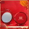Red Double Happiness Single-Sided Round Plastic Makeup Mirror with Tassels for Dressing Table, Engagement, and Wedding Dowry.