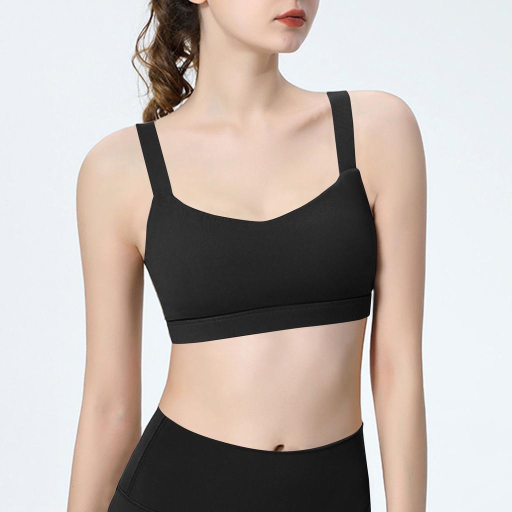 Women's Y Back Sports Bra - Padded Low Impact Spaghetti Thin Strap Workout Yoga Top