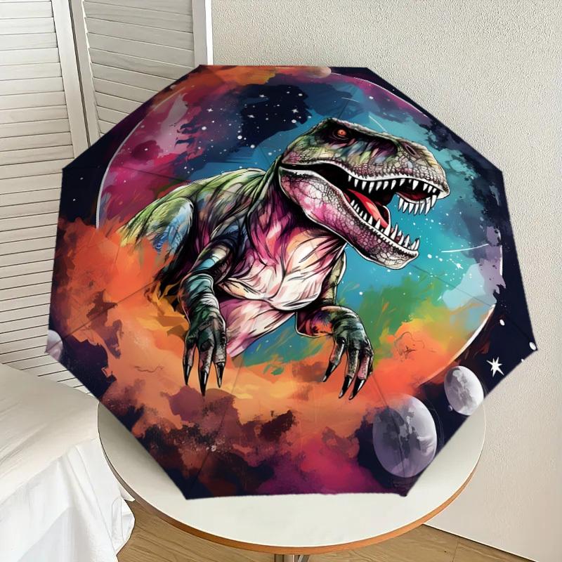1pc Space Dinosaur Artwork Umbrella with Plastic Handle,Suitable for All Seasons Home Travel Outdoor UmbrellaDD1473
