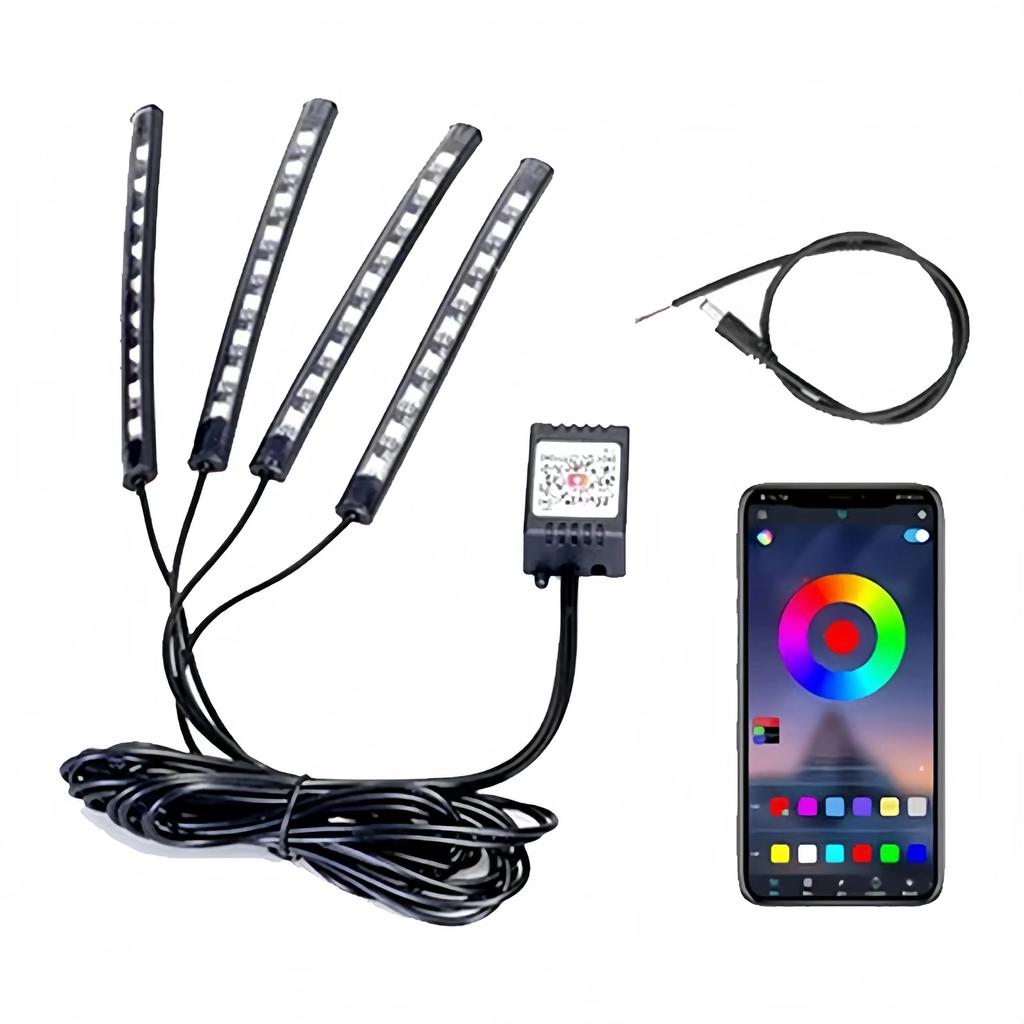 RGB APP LED Remote Control Flexible Waterproof Sound Control 12V Motorcycle Decorative Light Bar Car Atmosphere Footlight