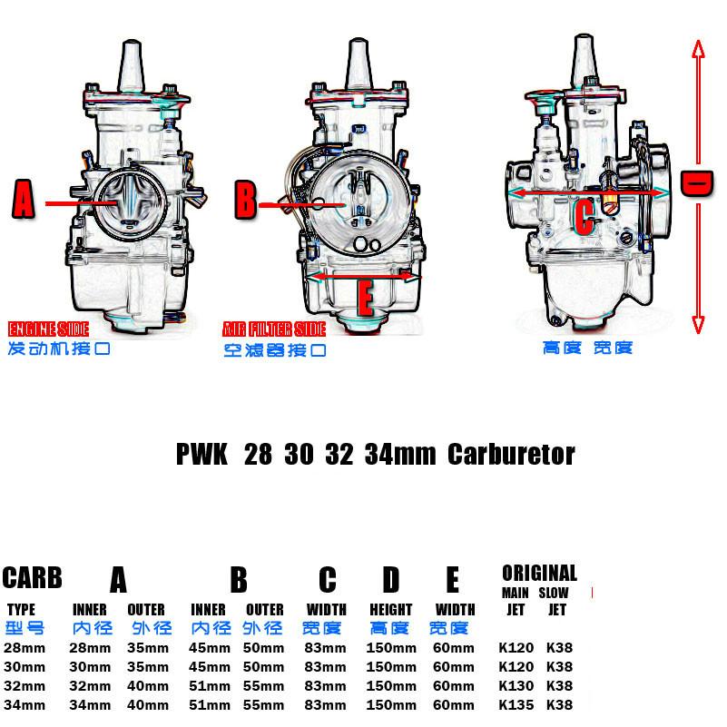 Универсальный мотоцикл PWK 28 30 32 34 2T 4T для карбюратора Keihin Carburador с Power Jet для Yamaha Suzuki Honda