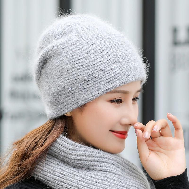 Беретная шапка женская утепленная холодная теплая заглушка для ушей обернутая шапка осень и зима для пожилых людей шапка из кроличьей шерсти