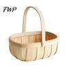 Portable Food Serving Tray Handmade Woven Wood Storage Basket, Oval Organizer with Reinforced Handle, Home Organization Baskets Large Capacity Bin for