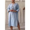Summer Women's Dress Plus Size Solid Colour Casual Round Neck Button Long Dresses