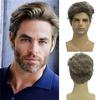 Synthetic Ombre Blonde Wig for Men Short Wave Wig with Bangs Natural Fluffy Hair Daily Anime Party Cosplay Wigs Male