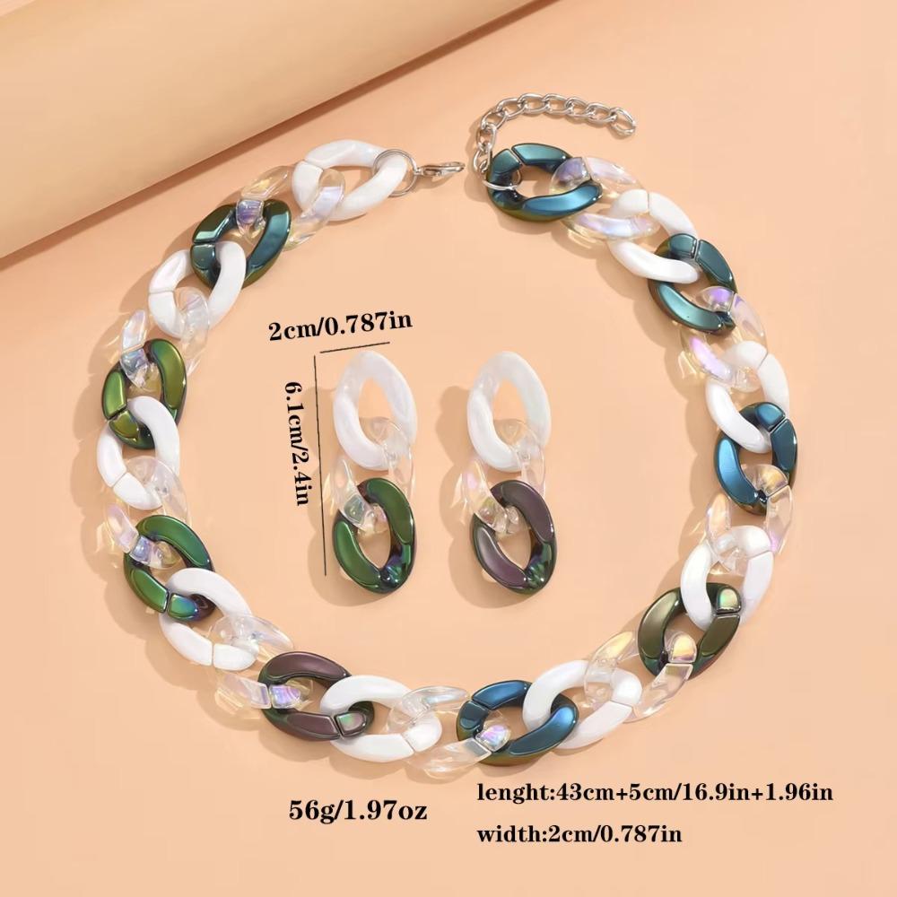 Acrylic Earrings Necklace Set Chunky Jewelry Set Gift 2024 New Link Chain for Women