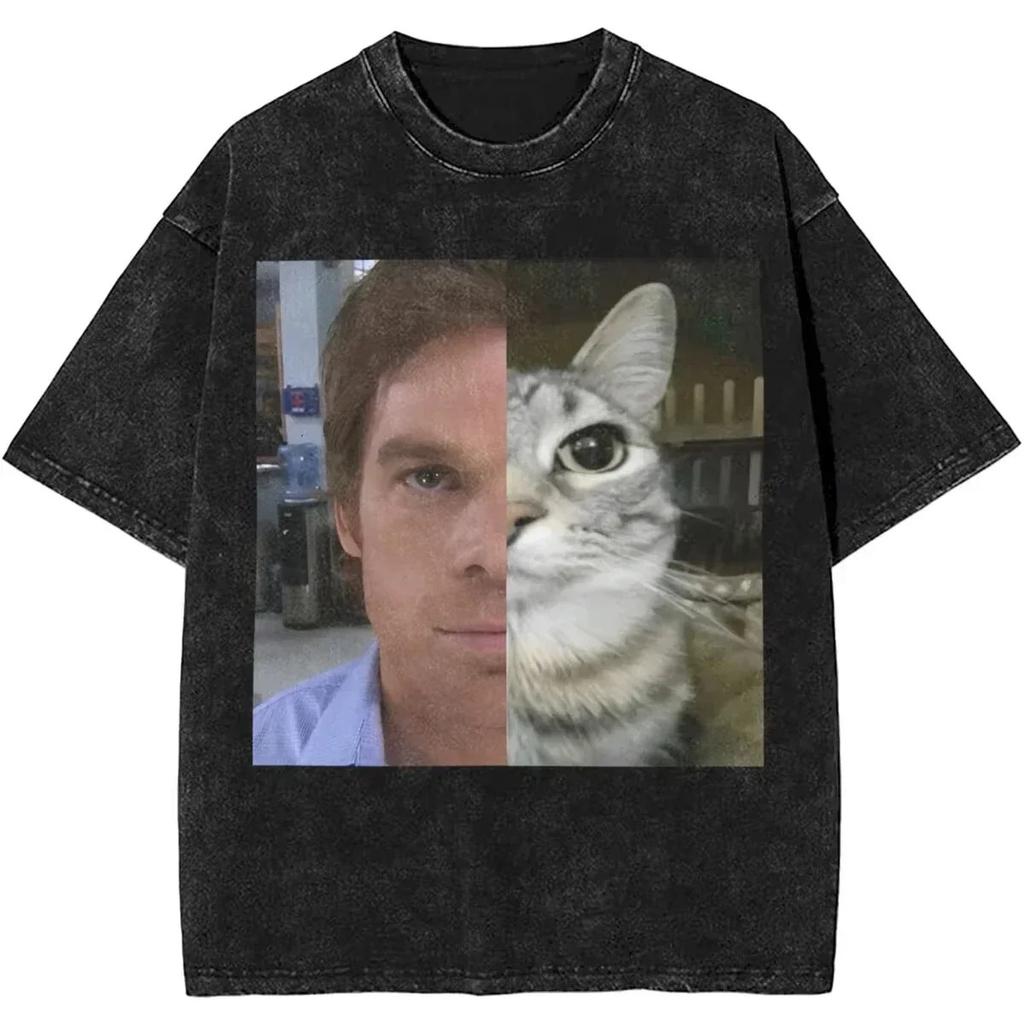 2026 Новый Dexter Morgan Edition Средний палец Ретро Модный Винтажный Стиранная Футболка Летние Y2K Топы Хлопок Мужские Женские Футболки с коротким рукавом