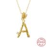 S925 Sterling Silver 26 Letter French Vintage Texture Irregular Letter Diamond Initial Necklace Clavicle Chain