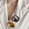 Minimalist Geometric Metal Big Round Brooch Pin Trend Suit Accessories Statement Jewelry for Unisex Men Women