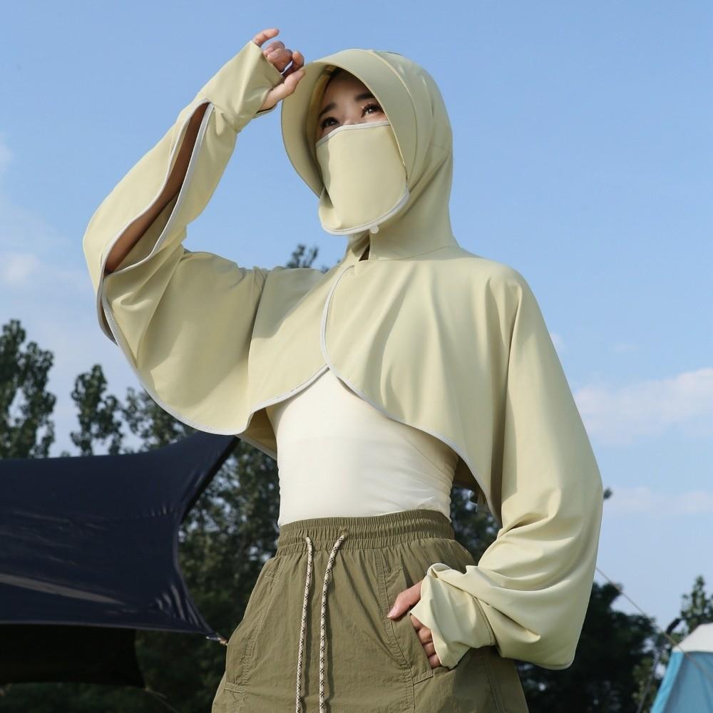 Long Sleeve Facemask Hat Sunscreen Shawl Solid Color Sun Protection Clothing Summer