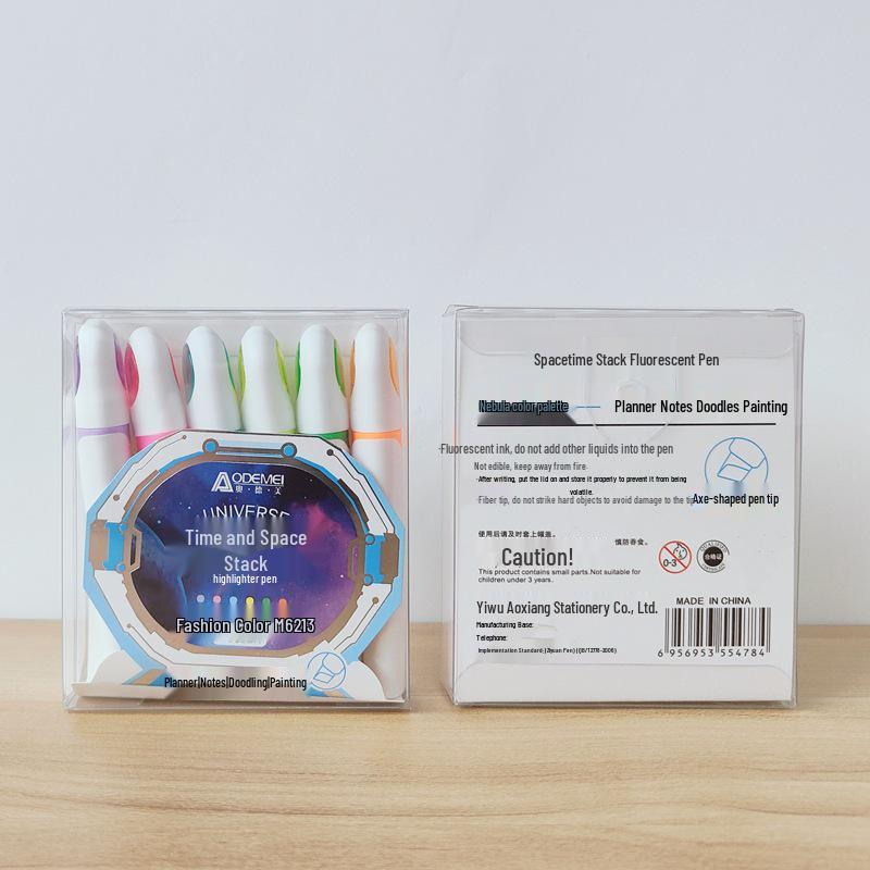6-Color Large Capacity Fluorescent Glitter Pens with Oblique Tips for Journaling and DIY Projects