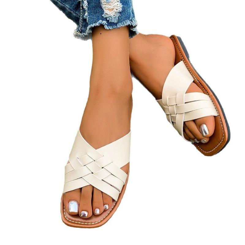 Крестики на плоской подошве с тапочками большого размера женские носят пляжные крутые тапочки тапочки большого размера